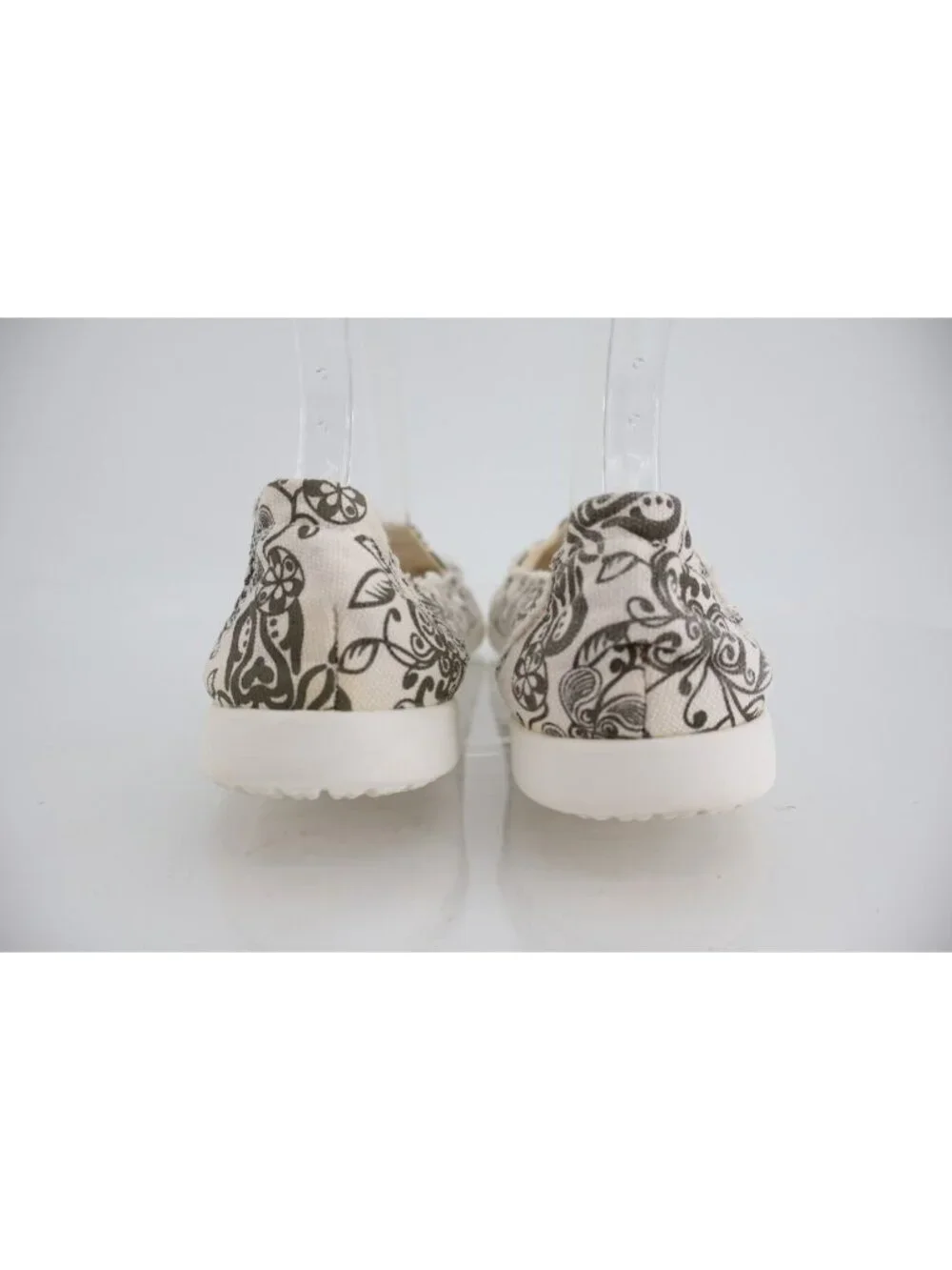 Crocs Santa Cruz White Brown Floral Slip On Canvas Casual Shoes Size 8